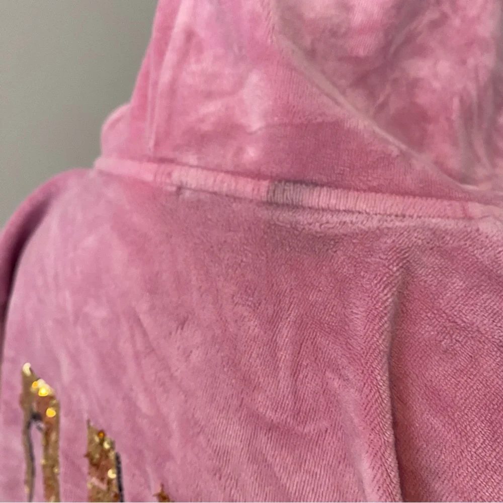 Victoria’s Secret PINK Vintage Rare Velour Full Zip Sequin Hoodie Bubblegum Pink - Picture 7 of 7